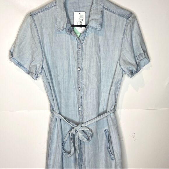 Velvet heart Tencel chambeay denim peplum Dress NWT XS blue b - Picture 4 of 8